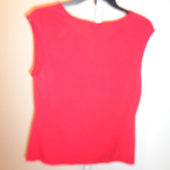 Mandy Evans Women's Red Polyester & Spandex Blouse Size Large Short Sleeve - Picture 7 of 10